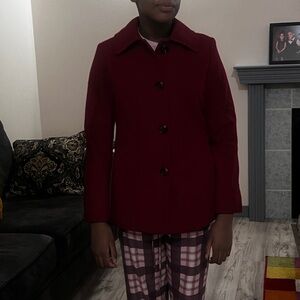 London Fog Vibrant Red Pea Coat